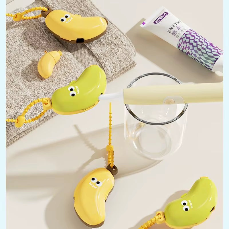 Portable Toothbrush Holder Must-Have Travel Toothbrush Protective Cap Cute Banana Hiking Camping Brush Cap Case Brush Holder